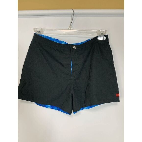 Women's Reversible Swim Cover Up Swimming Short Beach Summer Black Blue Medium - Picture 1 of 5